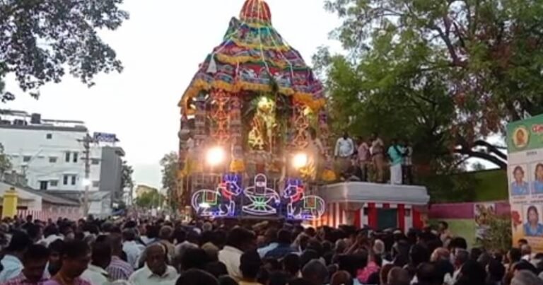 அருப்புக்கோட்டை அருகே  மீனாட்சி சொக்கநாதர் கோயில் தோரோட்டம் – திரளான பக்தர்கள் பங்கேற்பு!