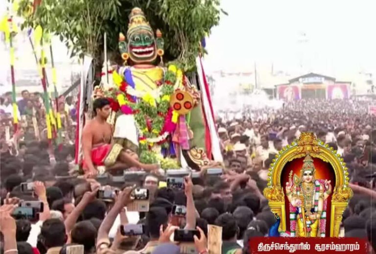 சிங்கமுகத்துடன் வந்த அசுரனை அழித்த வேலவன்