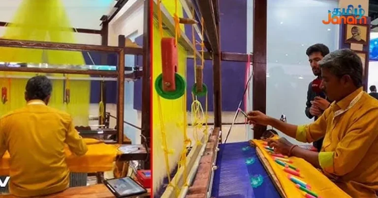 சேலைகளை நெசவு செய்யும் ஏ.ஐ.தொழில்நுட்பம் – AI மாநாட்டில் காட்சிப்படுத்திய TCS நிறுவனம்!