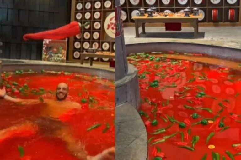 சீனாவில் விசித்திர ‘மிளகாய்’ குளியல்…. வைரலாகும் ‘ஹாட் பாட்’ ஸ்பா….!! 