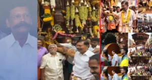 திருச்செங்கோடு தேர் வெள்ளோட்ட விழாவில் திமுக எம்.பி.  செல்வகணபதி – நெட்டிசன்கள் சரமாரி கேள்வி!