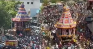 திருப்புவனம் புஷ்பவனேஷ்வரர் கோயிலில் பக்தர்கள் புடைசூழ பங்குனி தேரோட்டம் வெகு விமரிசையாக நடைபெற்றது!