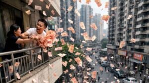 சீனாவில்  ‘பண மழை’ சம்பவம்.. இணையத்தை அதிர வைக்கும் காட்சி..!! 