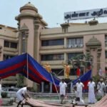 அண்ணா அறிவாலயத்தின் வெளியே அமைக்கப்பட்டிருந்த கூடாரங்கள் அகற்றம்..!