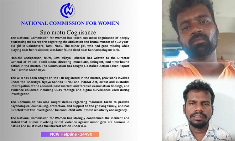 ”7 நாளுக்குள்ள அறிக்கை வேணும்” தமிழக டிஜிபி-க்கு தேசிய மகளிர் ஆணையம் கெடு…. சூடாகும் கோவை சிறுமி விவகாரம்….!! 