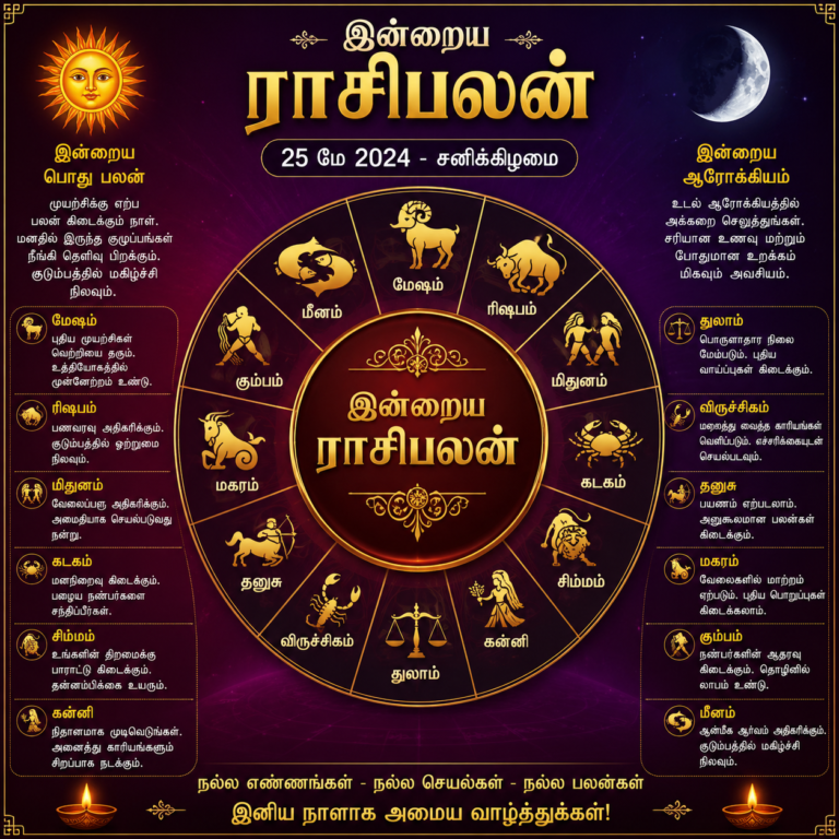 10-05-2026 – இன்றைய ராசி பலன் –  எதிர்பாராத விருந்தினர் வருகை உண்டு..!!