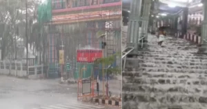 பழனி கோவில் படிக்கட்டுகளில் அருவி போல் ஓடிய வெள்ளம்!