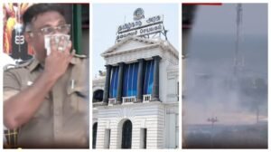 சென்னை துறைமுகத்தில் சல்பர் தீ பிடித்து எரிவதால் புகை மூட்டம் 