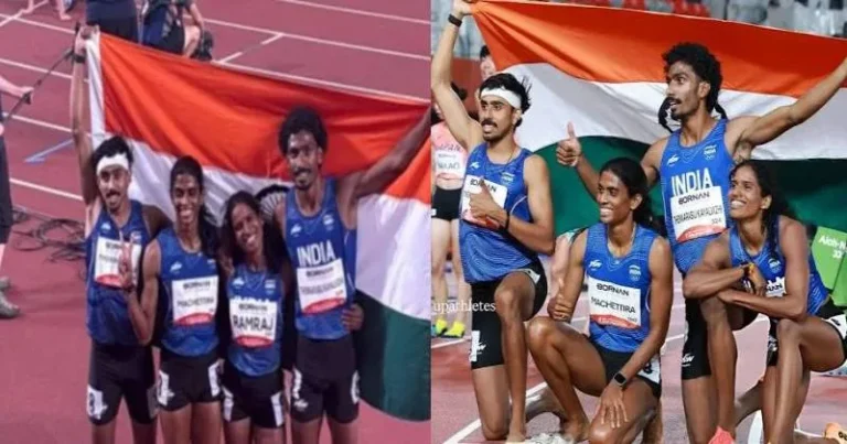 ஆசிய விளையாட்டு போட்டி – 400 மீட்டர் கலப்பு தொடர் ஓட்டத்தில் இந்தியாவுக்கு வெள்ளி!