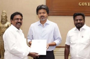 முதல்வர் விஜய்யை சந்தித்து வாழ்த்து பெற்ற புஷ்பவனம் குப்புசாமி